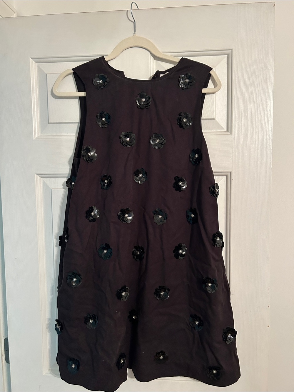 Corey Lynn Calter Black Sleeveless Floral Sequin A-Line Dress